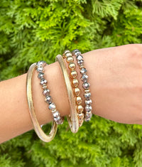 5 Row Hematite Glass Bead& Metal Bracelet