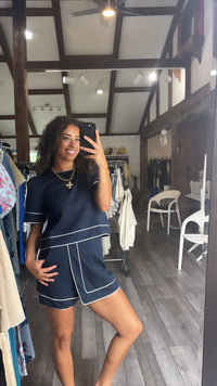 Navy Rope Trim Skort