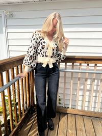 Leopard Bow Snap Sweater