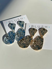 Hammered Wavy Teardrop Dangle Earrings