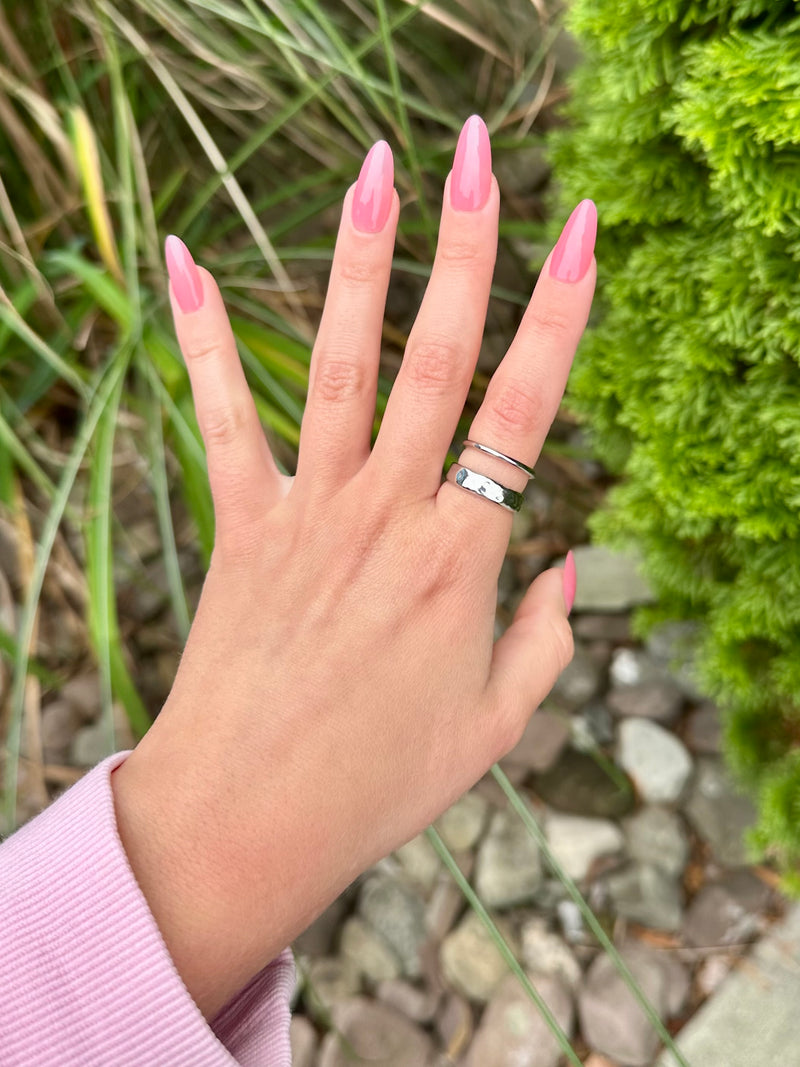 Hammered Double Band Ring Silver Dipped