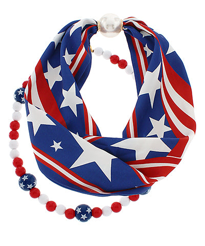 USA Scarf & Bead Necklace Set