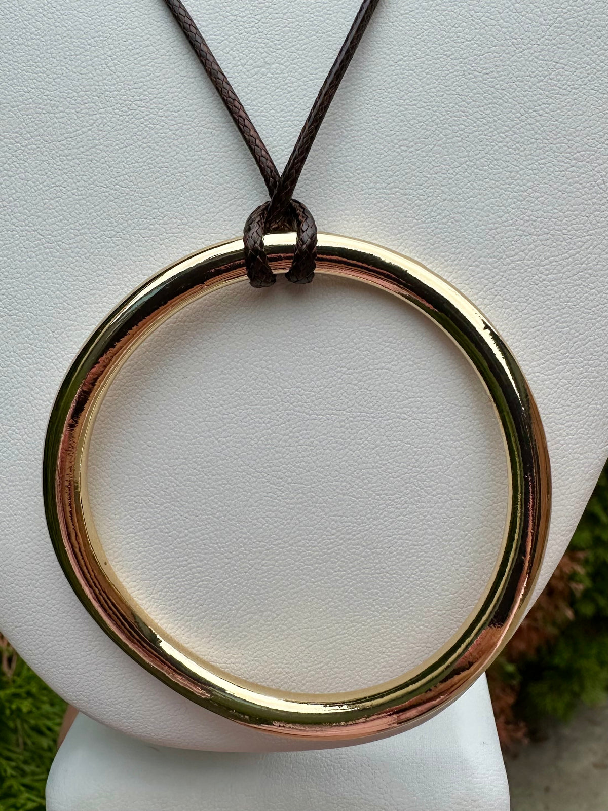 Large Ring Pendant Cord Necklace