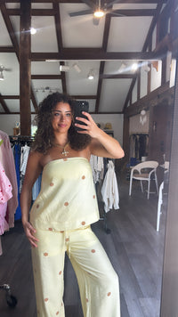 Lemon Dot Tube Top & Pant Set