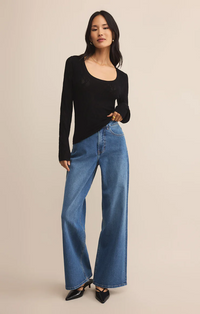 Tibi Scoop Mesh Sweater Black