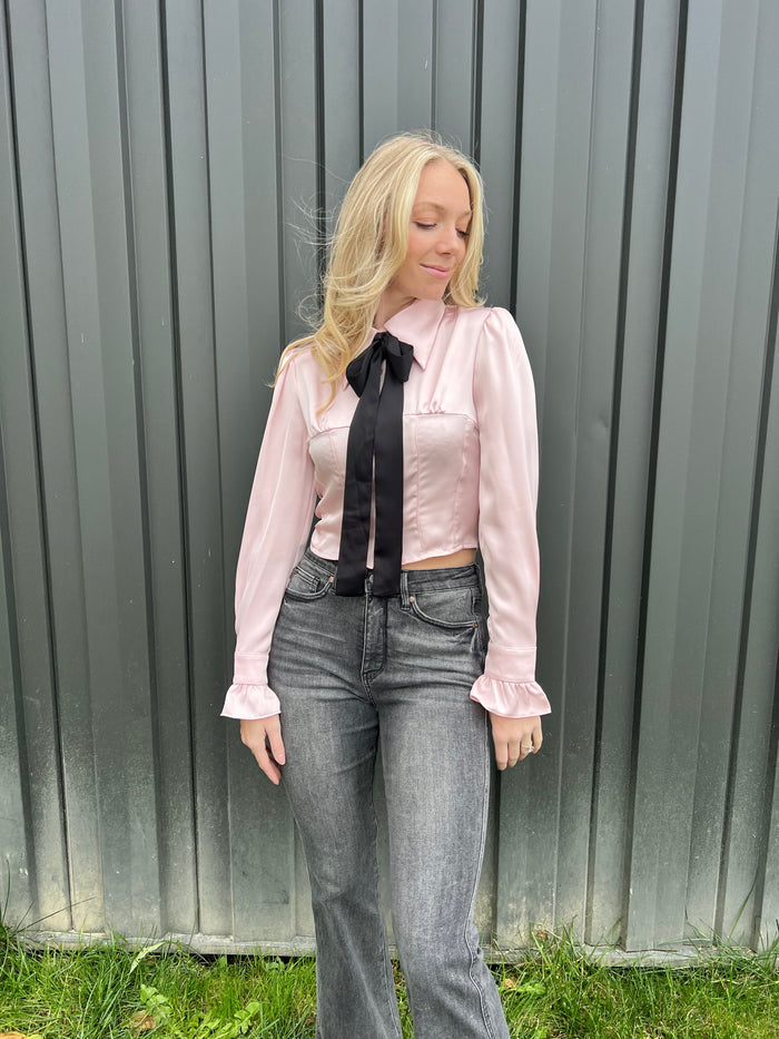 The Simple Favor Mauve Silk Blouse