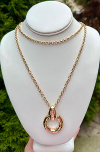 Double Way Texture Gold Oval Necklace