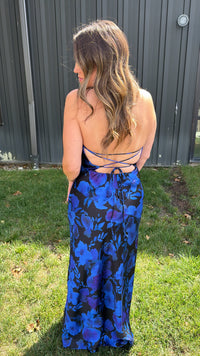Ellie Floral Draped Halter Neck Maxi Dress