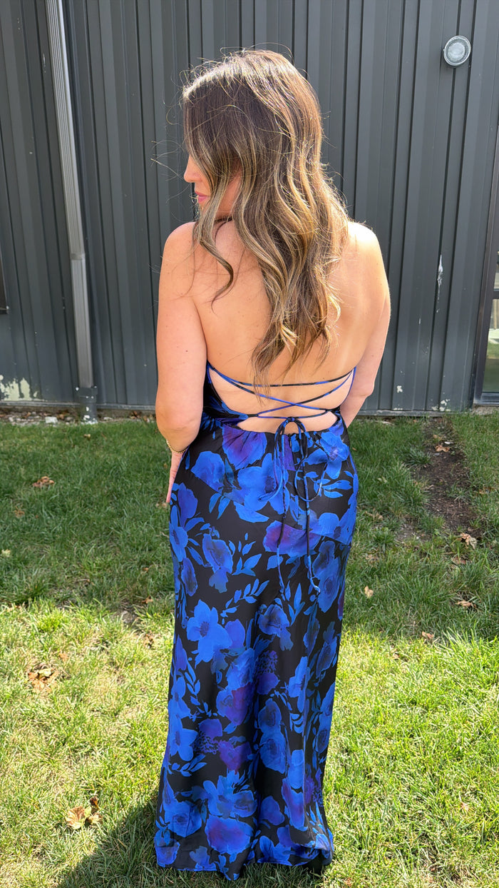 Ellie Floral Draped Halter Neck Maxi Dress