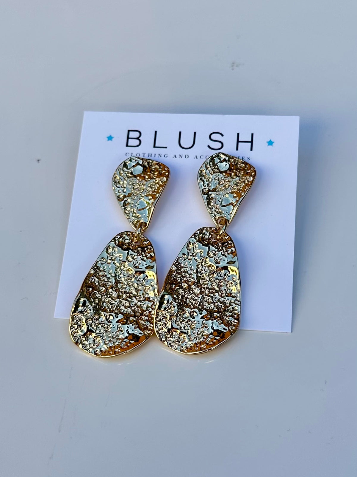 Hammered Wavy Teardrop Dangle Earrings