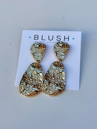 Hammered Wavy Teardrop Dangle Earrings