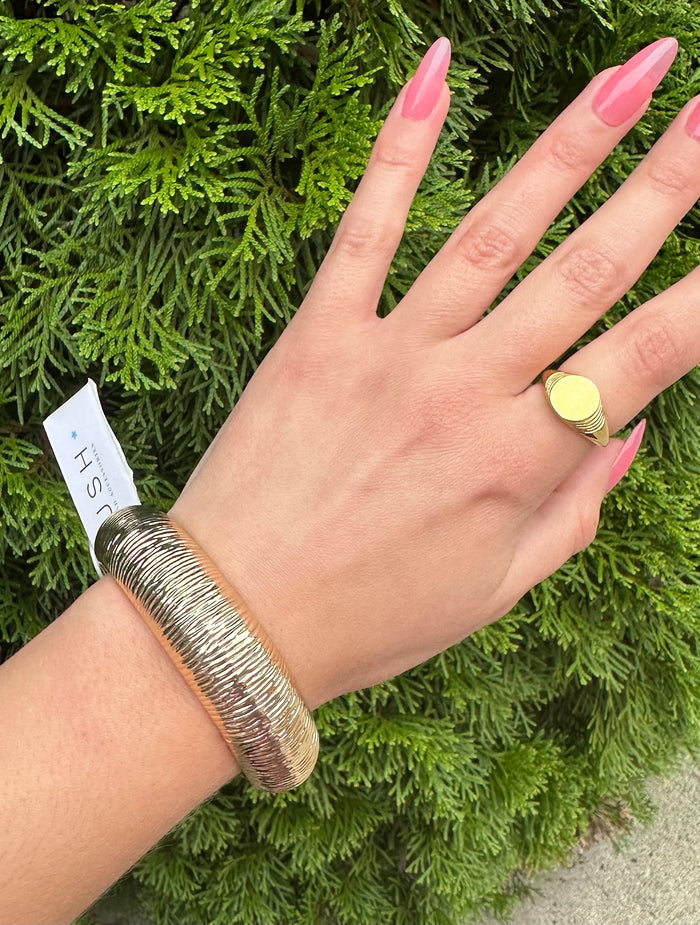 Textured Chunky Tube Bangle Bracelet