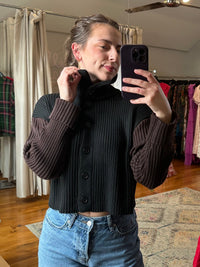 Button Double Tone Sweater