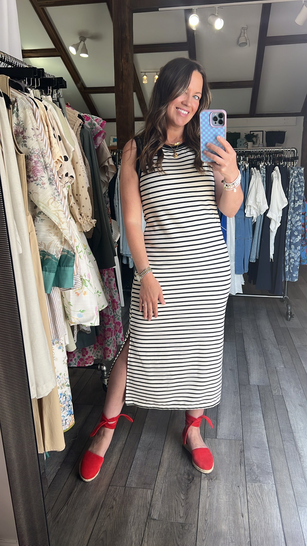 Samantha Striped Side Slit Maxi Dress