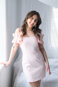 Peony Pink Off Shoulder Mini Dress