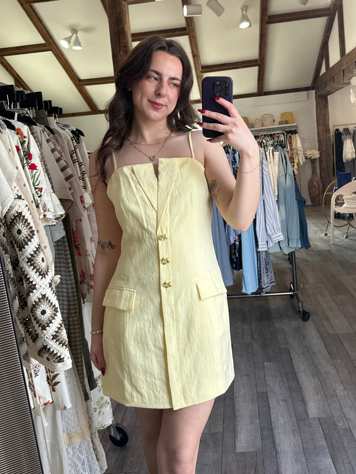 Yellow Tailor Mini Dress