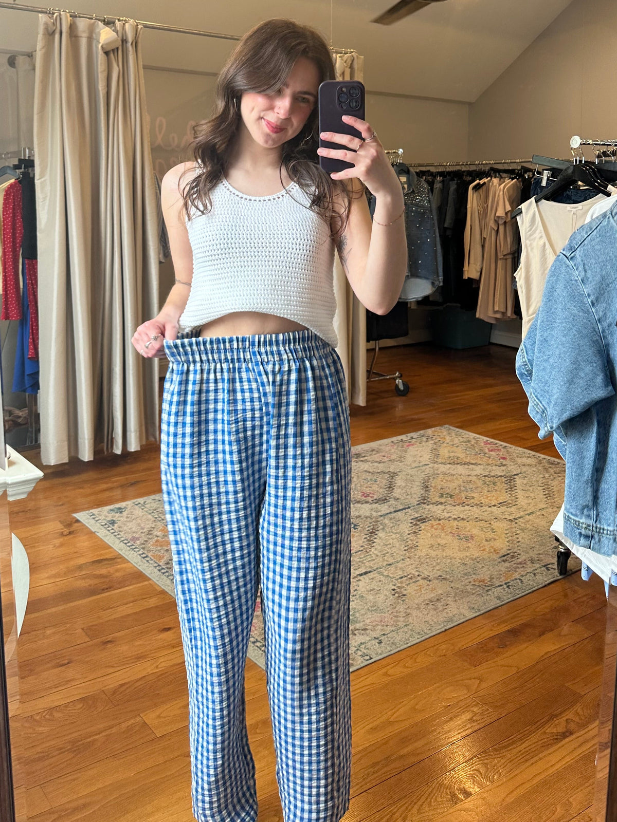Blue & White Checker Pant
