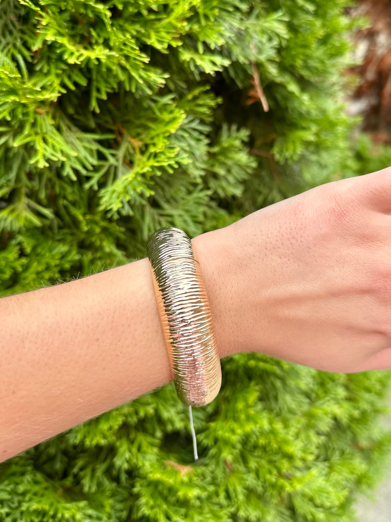 Textured Chunky Tube Bangle Bracelet