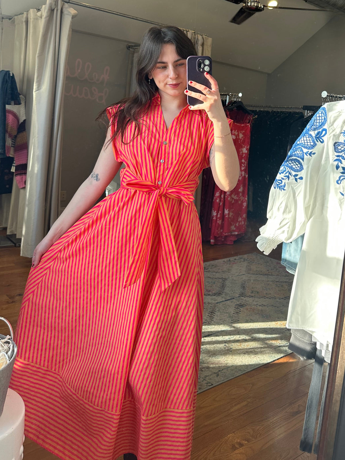 Vibrant Stripe Vacation Dress