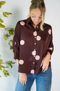 Burgundy Dot Sheen Top