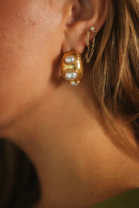 Pearl Half Moon Hoops