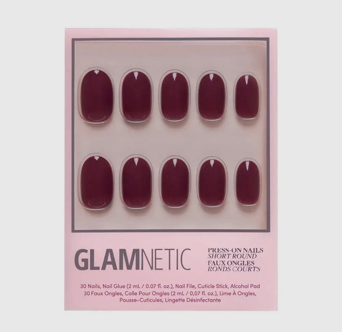 Berry Maroon Press On Nails - Short Round