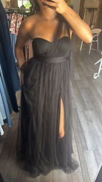 Oscar One Shoulder Tulle Maxi Dress