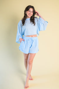 Sky Eyelet Shirt & Shorts Set