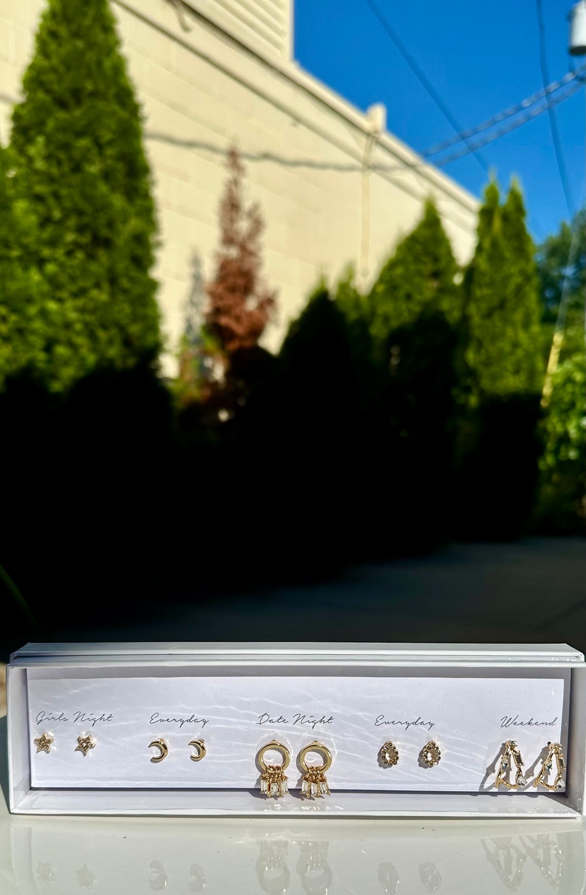 Crystal & Crescent 5 Earring Set