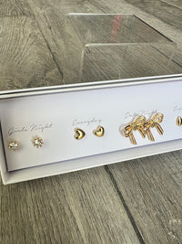Bow & Heart Earring Stud Set Collection