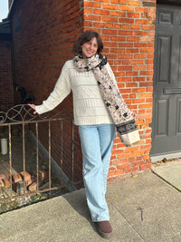 Black Butterfly & Flowers Scarf