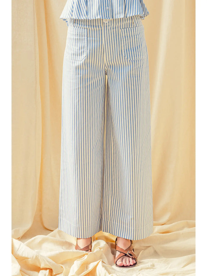 Blue & White Stripe Pocket Pant