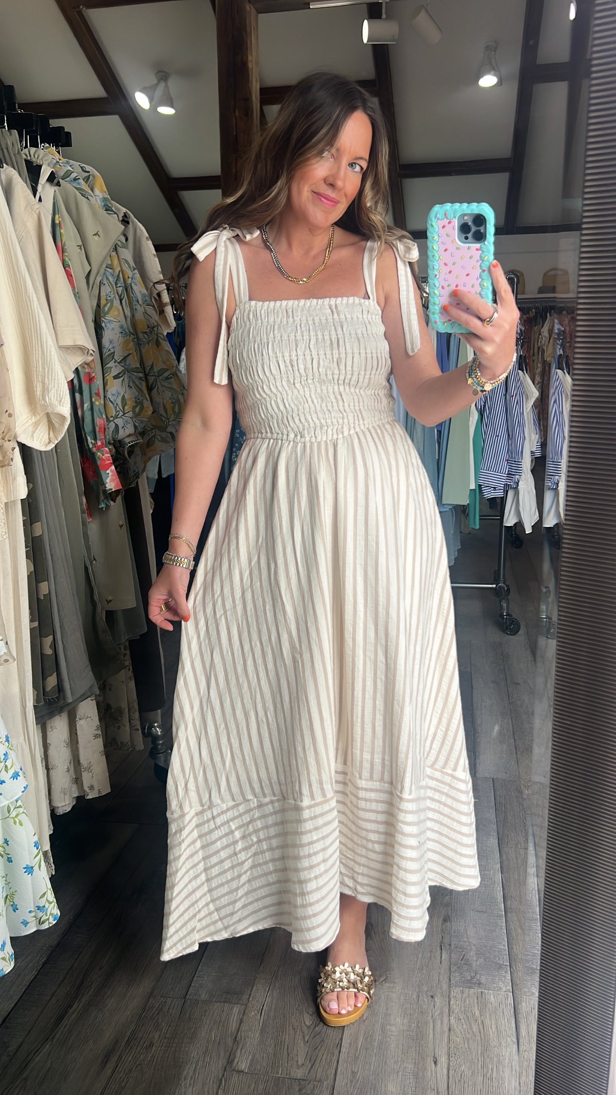 Wrinkle In Time Taupe Maxi Dress