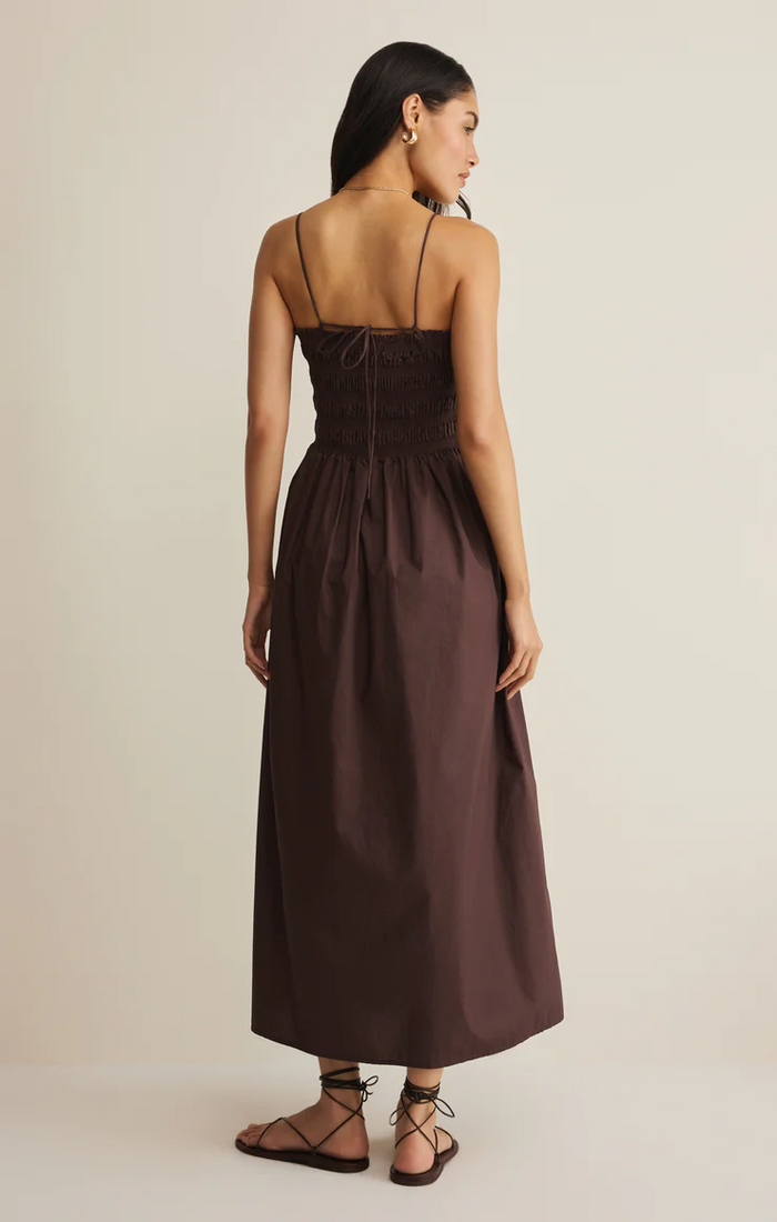 Cornelia Poplin Midi Dress Chocolate Cherry