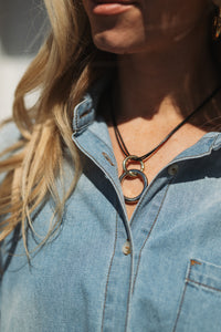 Double Round Ring & Cord Necklace