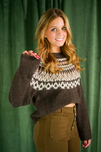 Chocolate Fair Isle Crew Sweater