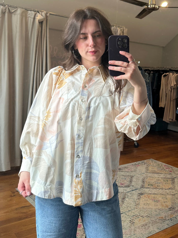 Soft Botanical Button Blouse