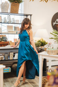 Mermaid Promise High Low Bow Tie Back Dress