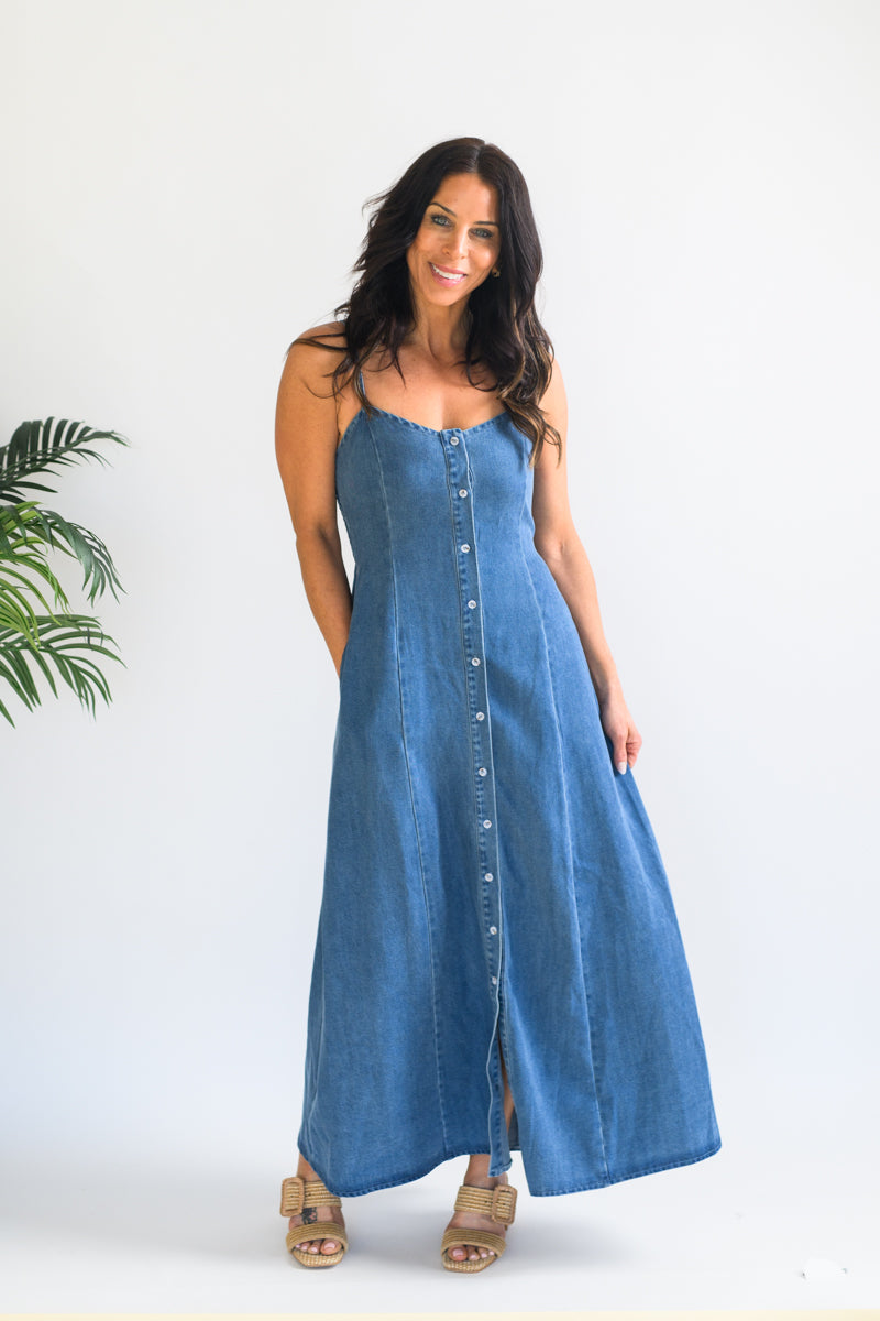 Brynlee Button Front Tencel Maxi Dress