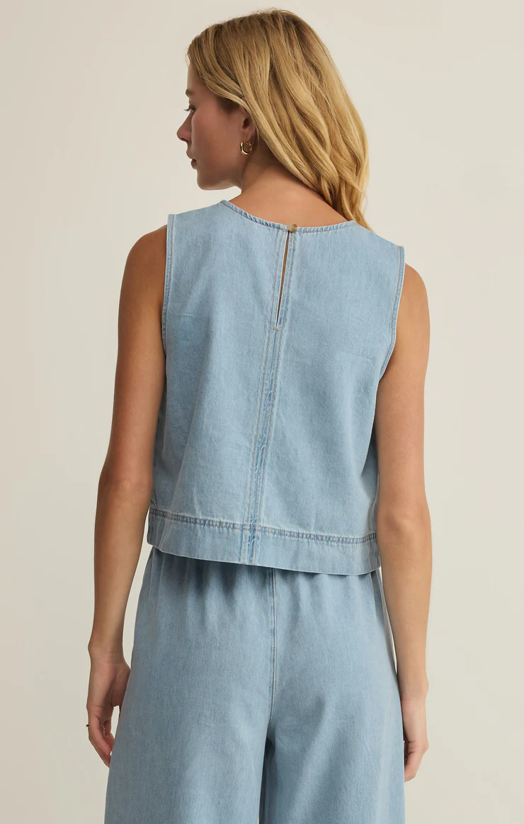 Sun Seeker Denim Tank Coastal Water