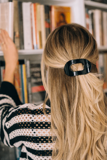 Jet Black Small Flat Round Hair Clip