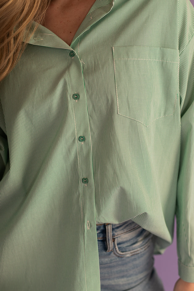 Green Stripe Button Down