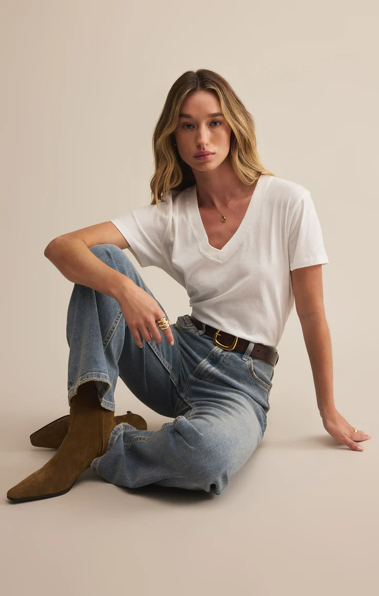 Weekdays V-Neck Tee White