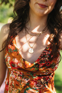Three Layer Chain & Disc Necklace Gold