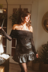 Annika Faux Leather Bubble Hem Skirt