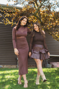 Mindy Mock Neck Plum Mesh Dress