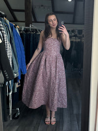 Rose Jacquard Corset Midi Dress