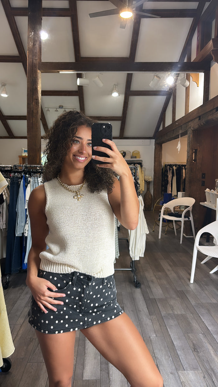 Just Black Polka Dot Denim Skort