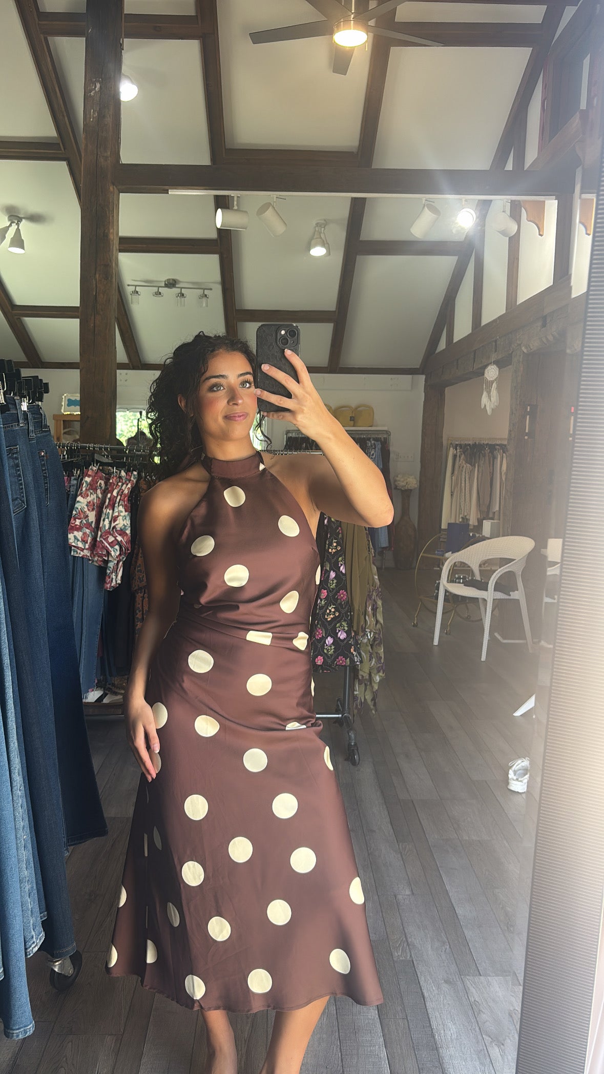 Vivian Halter Neck Polka Dot Dress