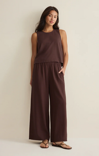 Sloane Linen Top Chocolate Cherry